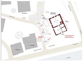FFM_WPl_Lage_Badhaus_Kopie Lageplan für das Badhaus mit benachbarten Gebäuden und Umgriff.