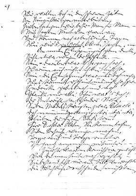 Gedicht von Anneliese Friedlein; Alte Synagoge Essen, Archiv Handgeschriebene Seite des Gedichts von Anneliese Friedlein