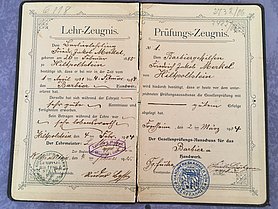 Lehr-Zeugnis und Prüfungszeugnis in einem von Friedrich Jakob Merkel