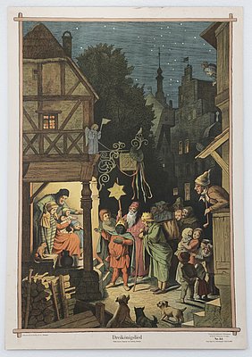Die heiligen drei Könige kommen zur Krippe. Sie bringen Jesus Geschenke. Sie feiern seine Geburt. 