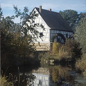 Ölmühle der Flederichsmühle aus Mömbris im Fränkischen Freilandmuseum, Foto Ute Rauschenbach