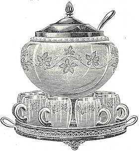 Abgebildeter Bowletopf aus Glas.