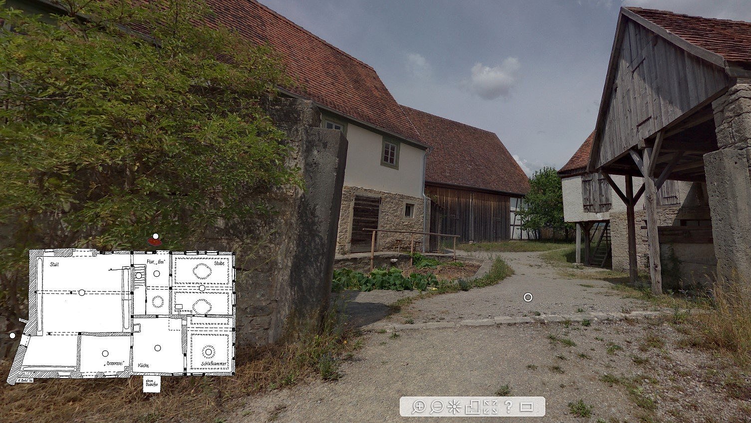 Ausschnitt aus dem 360° Panoramas des Bauernhofs aus Kleinrinderfeld