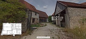 Ausschnitt aus dem 360° Panoramas des Bauernhofs aus Kleinrinderfeld
