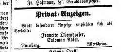 Verlobungsanzeige von Salomon Adler