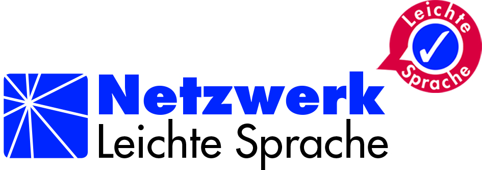 FFM_Marke_gute_Leichte_Sprache_mit_Logo_print Abbildung des Logos vom Netzwerk Leichte Sprache, der Name steht mittig. Rechts oben befindet sich eine Sprechblase mit einem Häkchen in der Mitte und den Worten „Leichte Sprache“ am Rand.